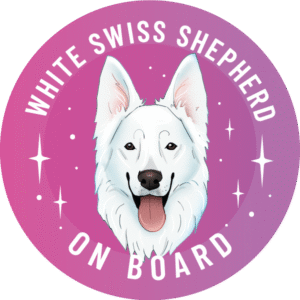 Naklejka - biały owczarek szwajcarski ⌀ 10 cm