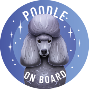 Naklejka - pudel ⌀ 10 cm