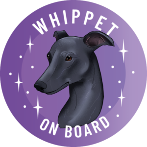 Naklejka - chart angielski whippet ⌀ 10 cm