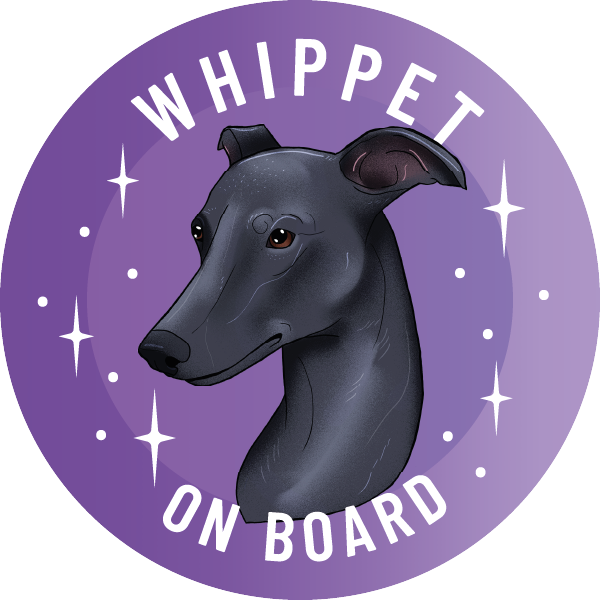 Naklejka - chart angielski whippet ⌀ 10 cm 1 Naklejka - chart angielski whippet ⌀ 10 cm
