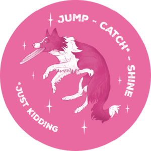 Naklejka na frisbee - Jump, catch, shine ⌀ 13,5 cm