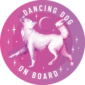 Naklejka - dog dancing ⌀ 10 cm