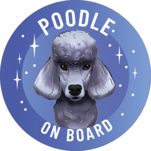 Naklejka - pudel ogolony ⌀ 10 cm