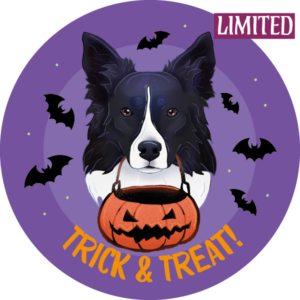 Magnes - halloween border collie ⌀ 10 cm