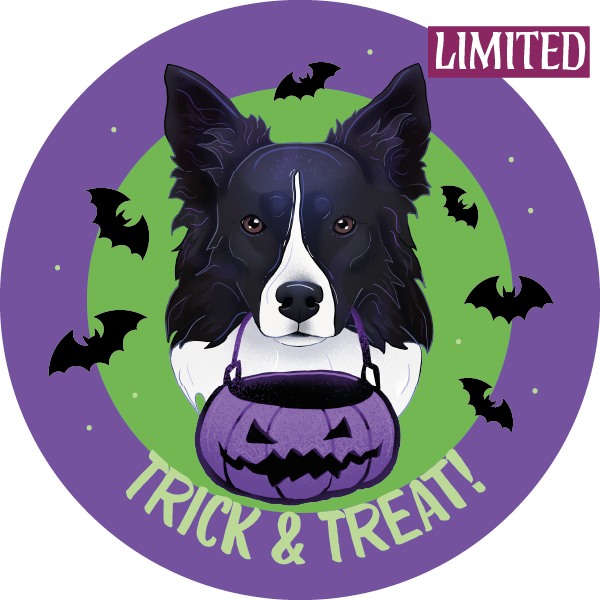 Magnes - halloween border collie ⌀ 10 cm 1 Magnes - halloween border collie ⌀ 10 cm