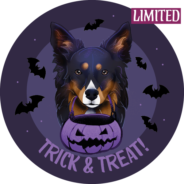Magnes - halloween border collie ⌀ 10 cm 1 Magnes - halloween border collie ⌀ 10 cm