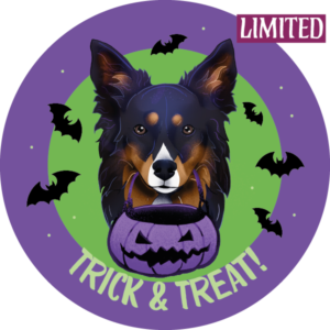 Magnes - halloween border collie ⌀ 10 cm