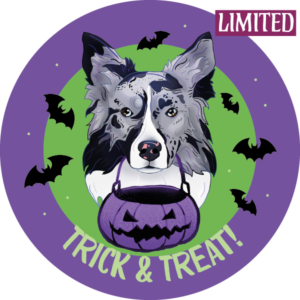 Magnes - halloween border collie ⌀ 10 cm