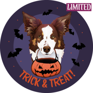 Magnes - halloween border collie ⌀ 10 cm